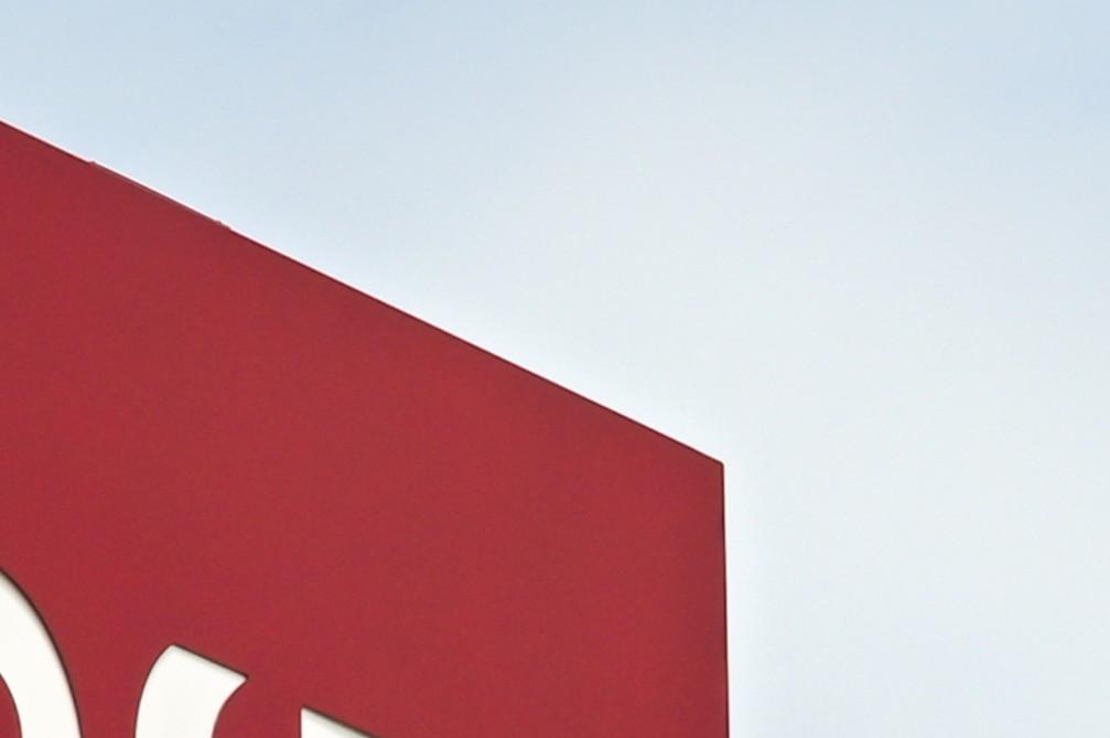 Red drive-through sign