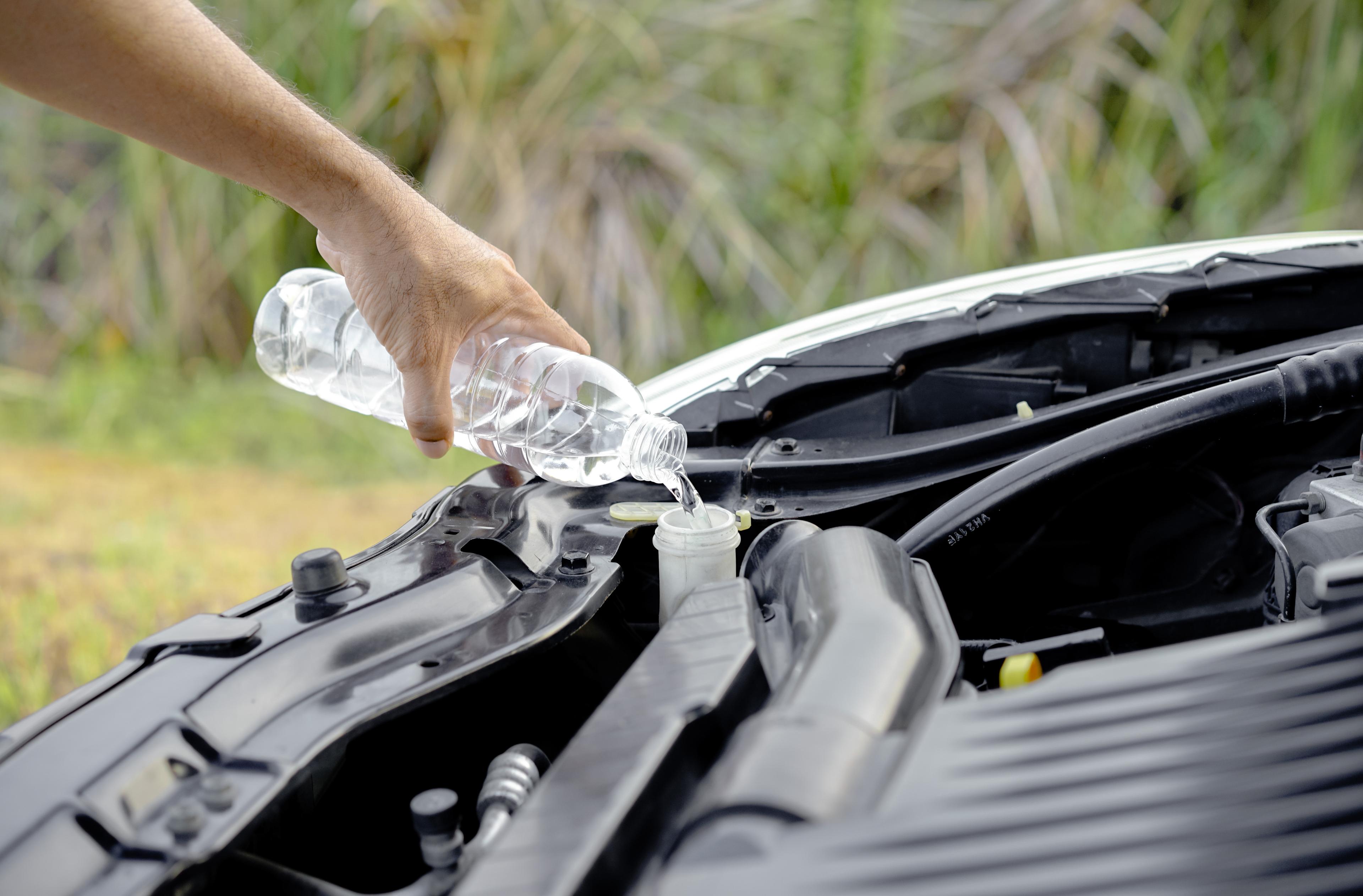 Coolant added to a car's engine