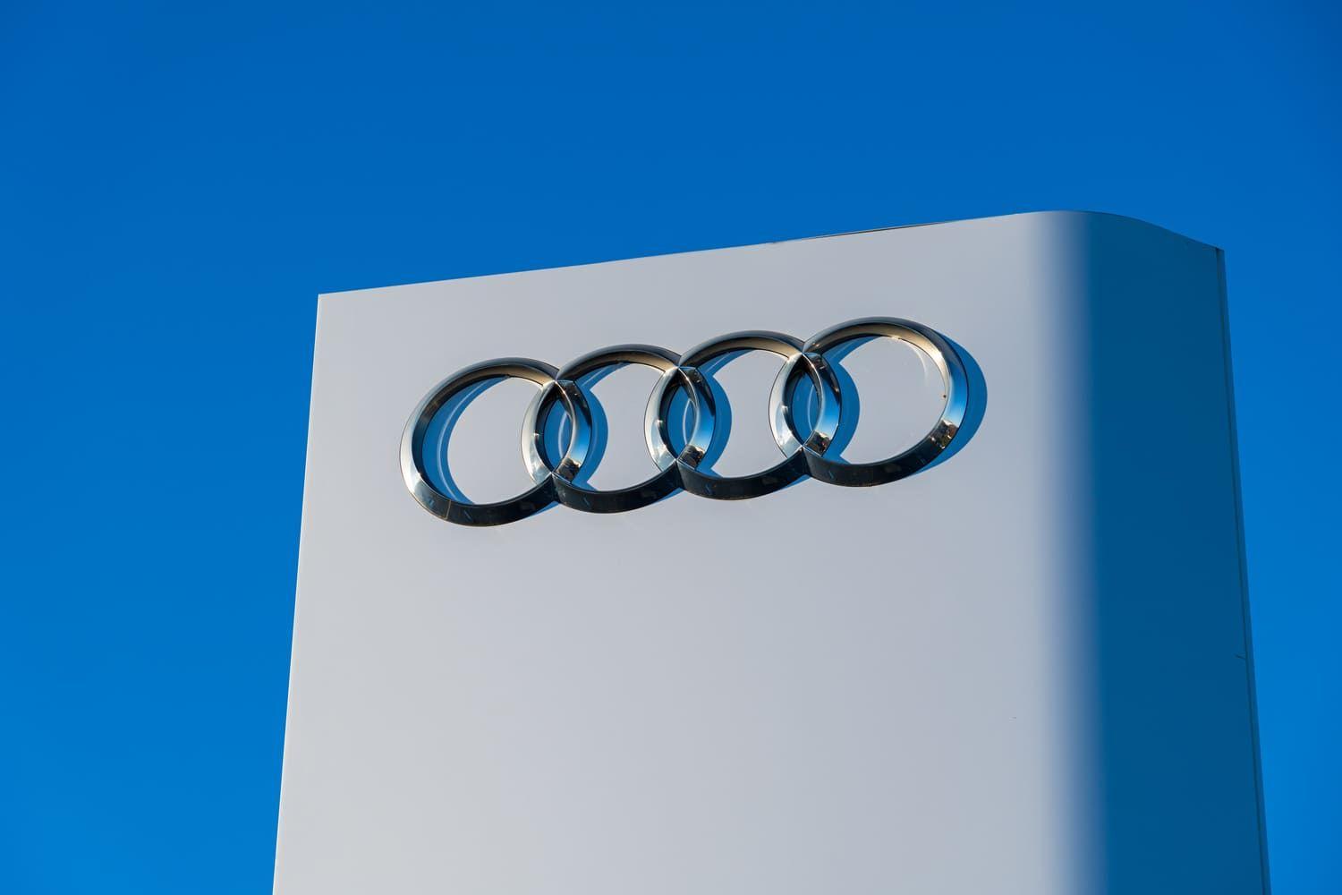 Audi signage against a blue sky