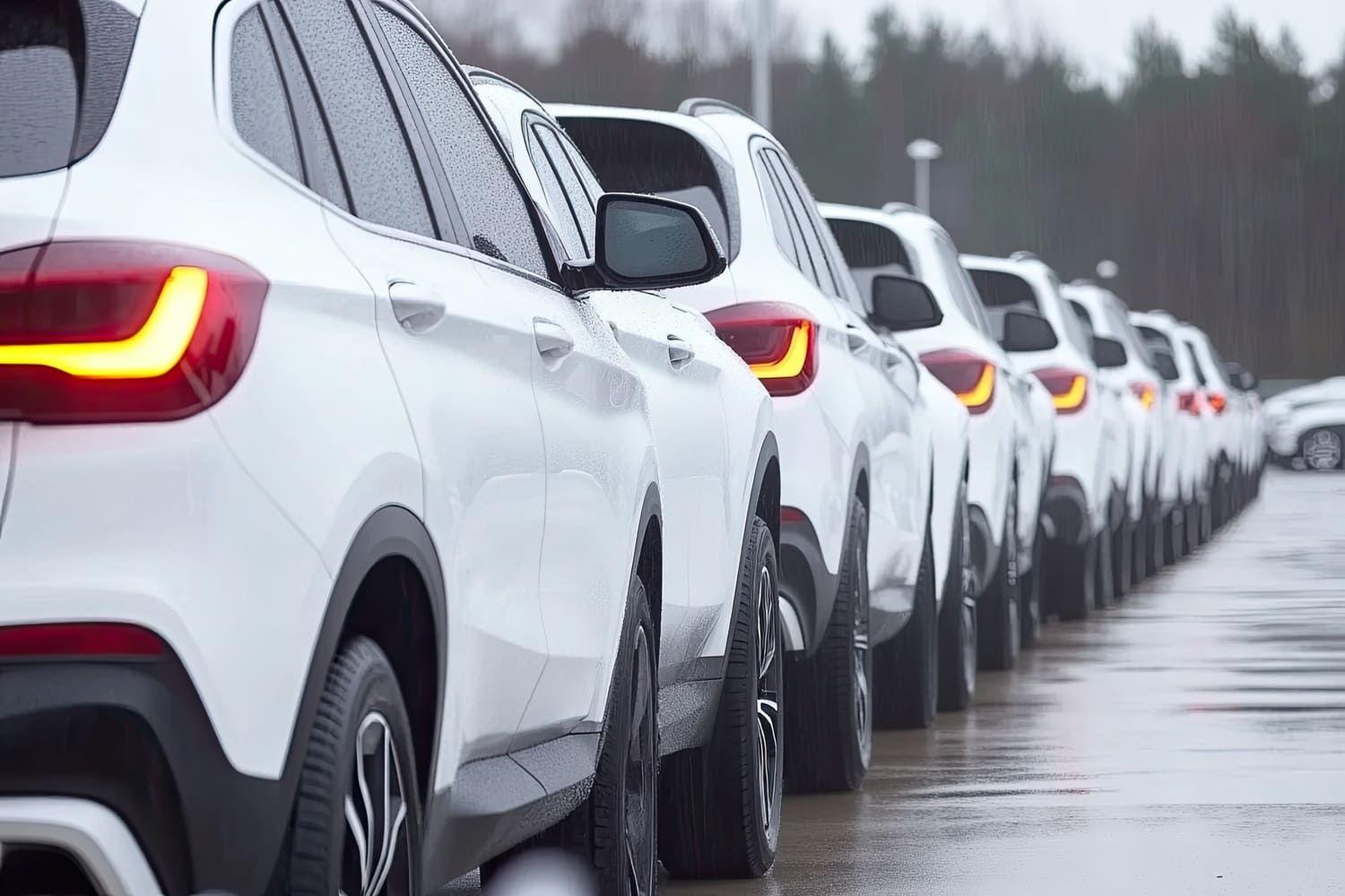 Cars parked in a row