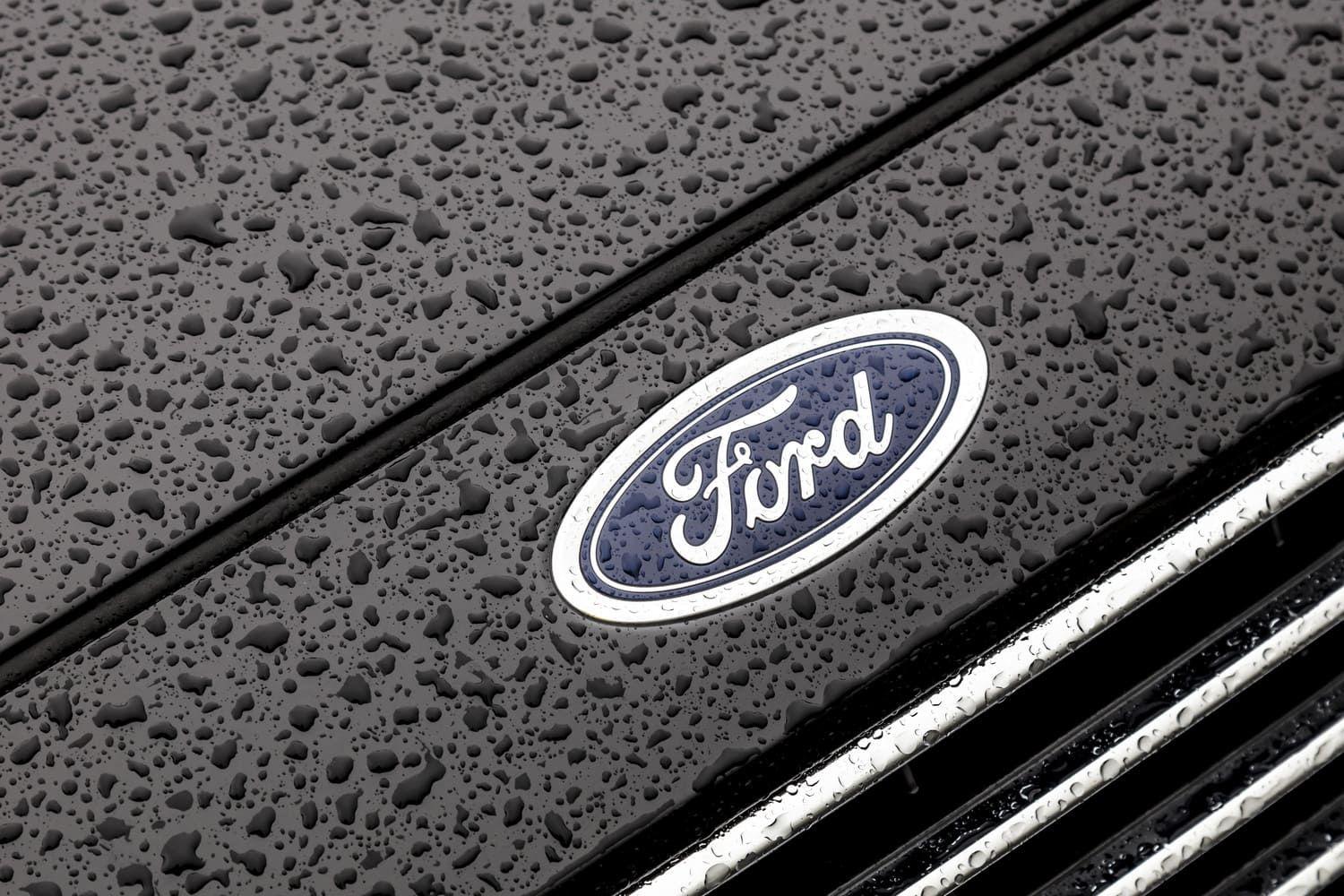 Ford badge on a black car