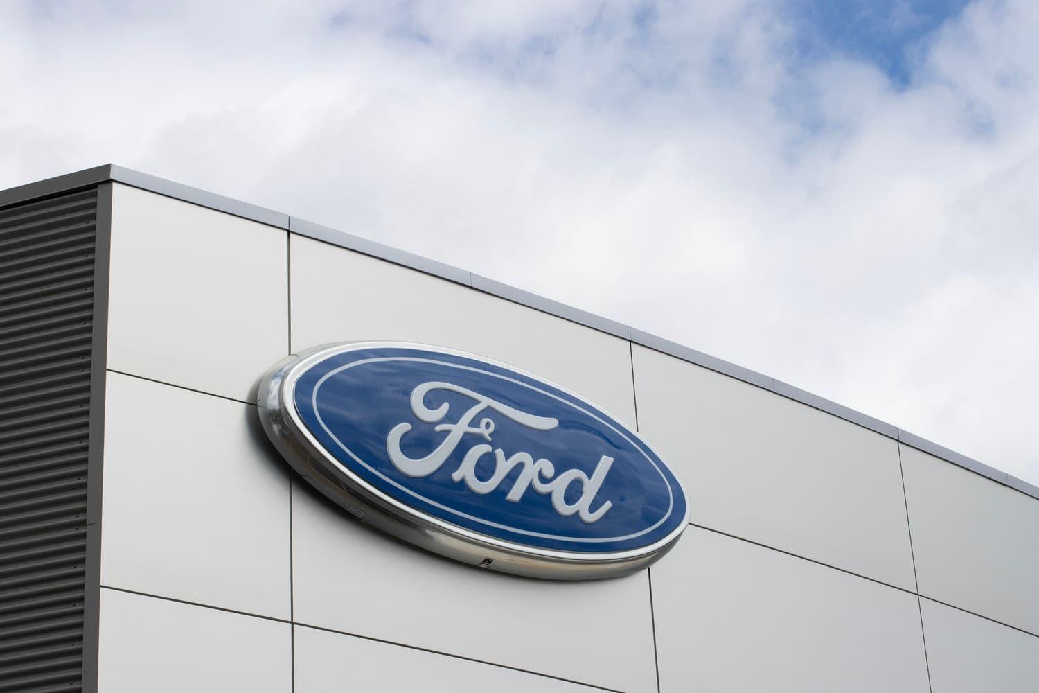 Ford logo on a dealership