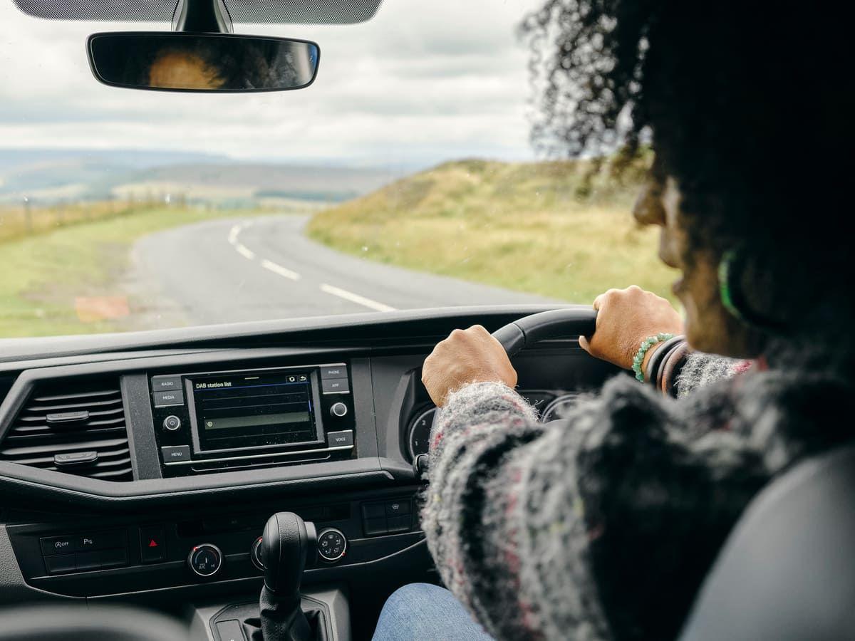 Inside of a driver's car