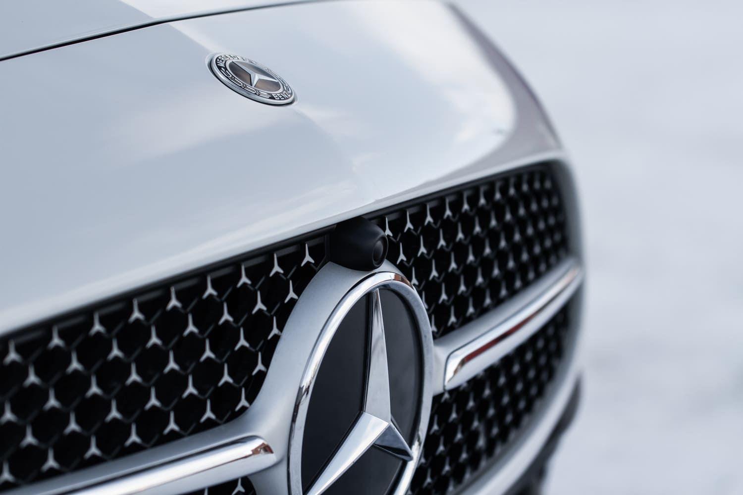 Mercedes badge close up