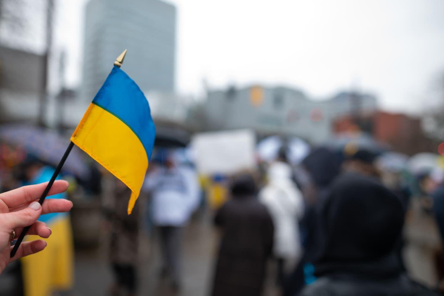 Waving the Ukranian flag