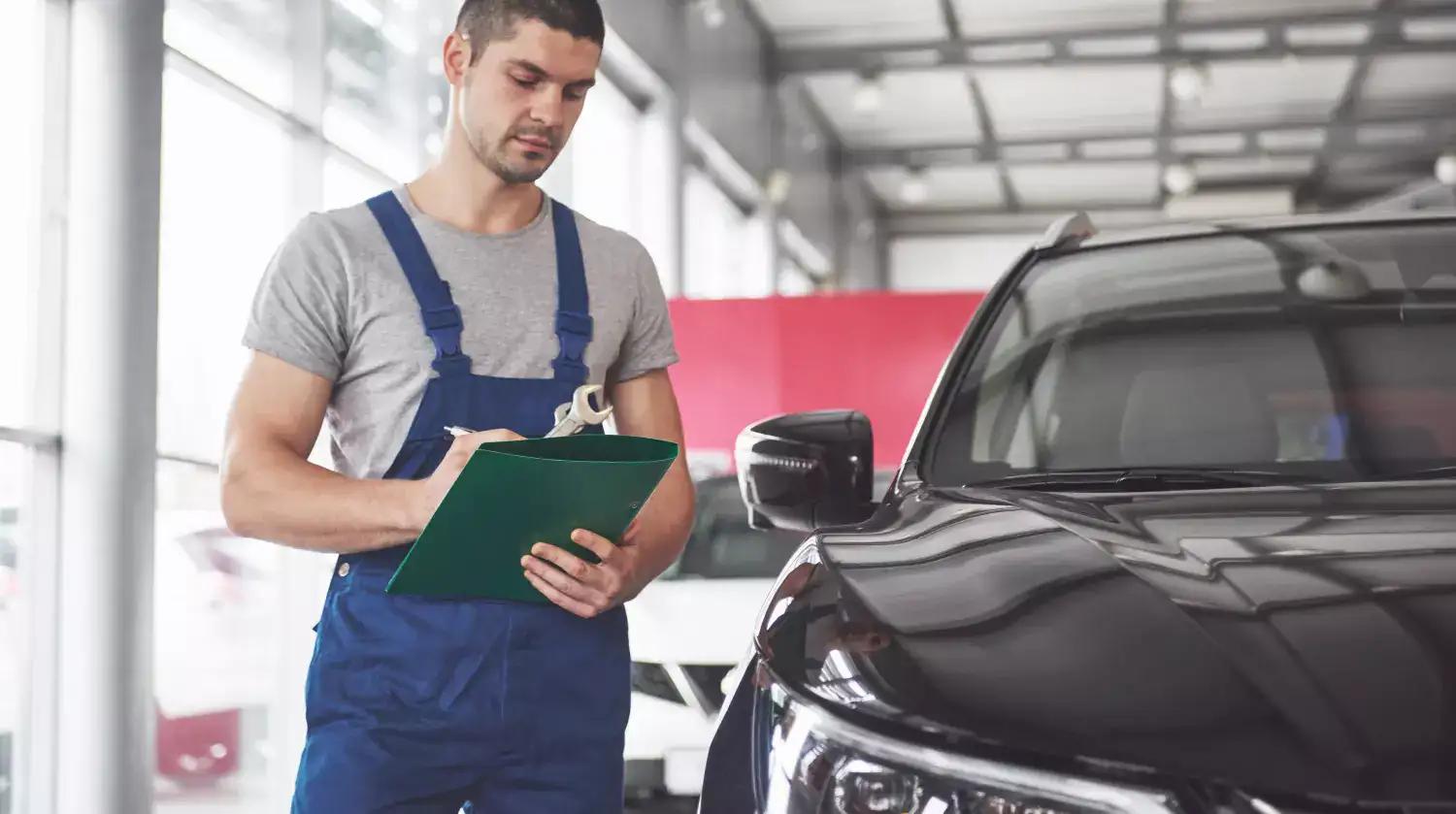 Mechanic carries out MOT