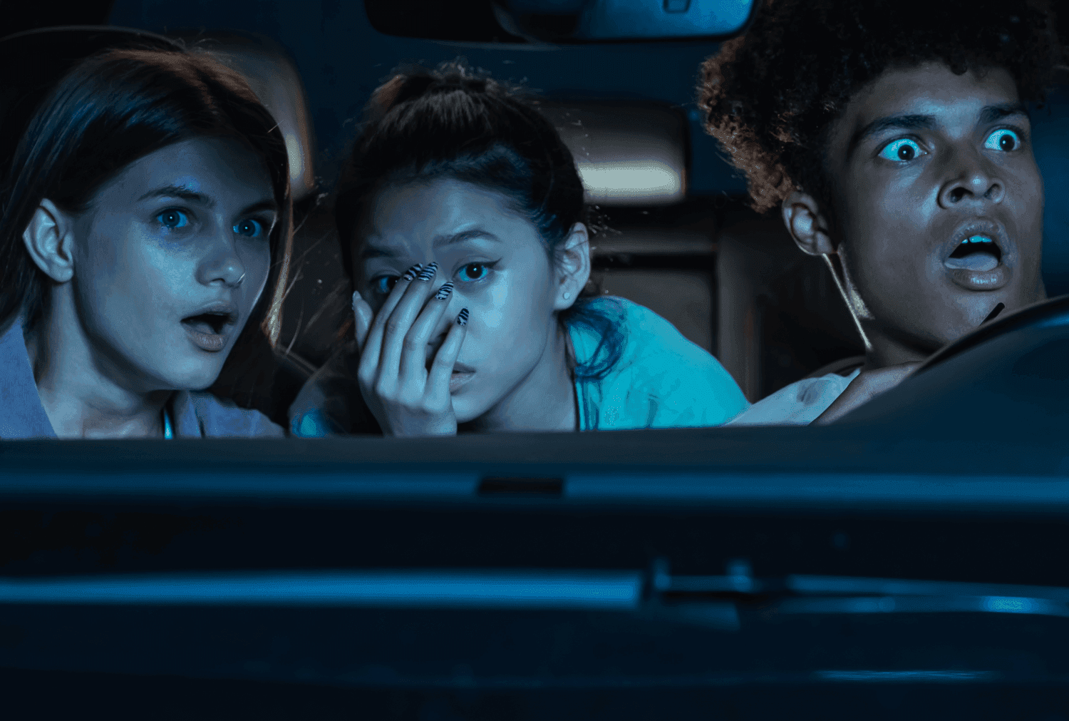 Watching a scary movie