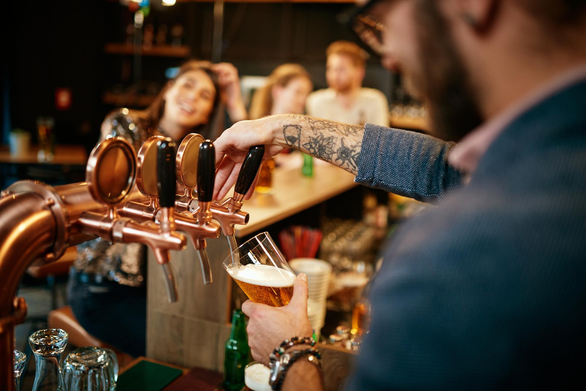 Inside a British pub