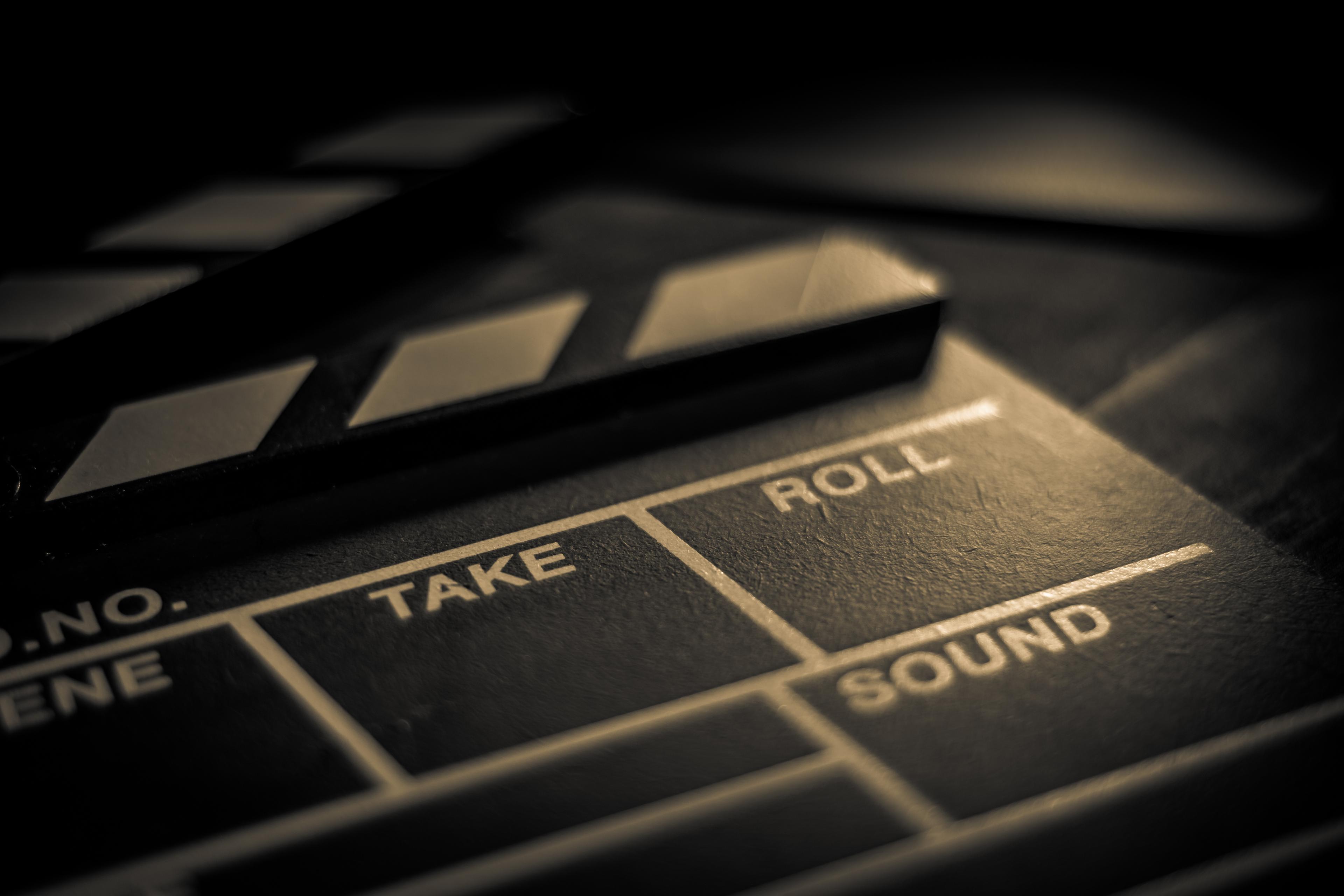 Film clapperboard close up