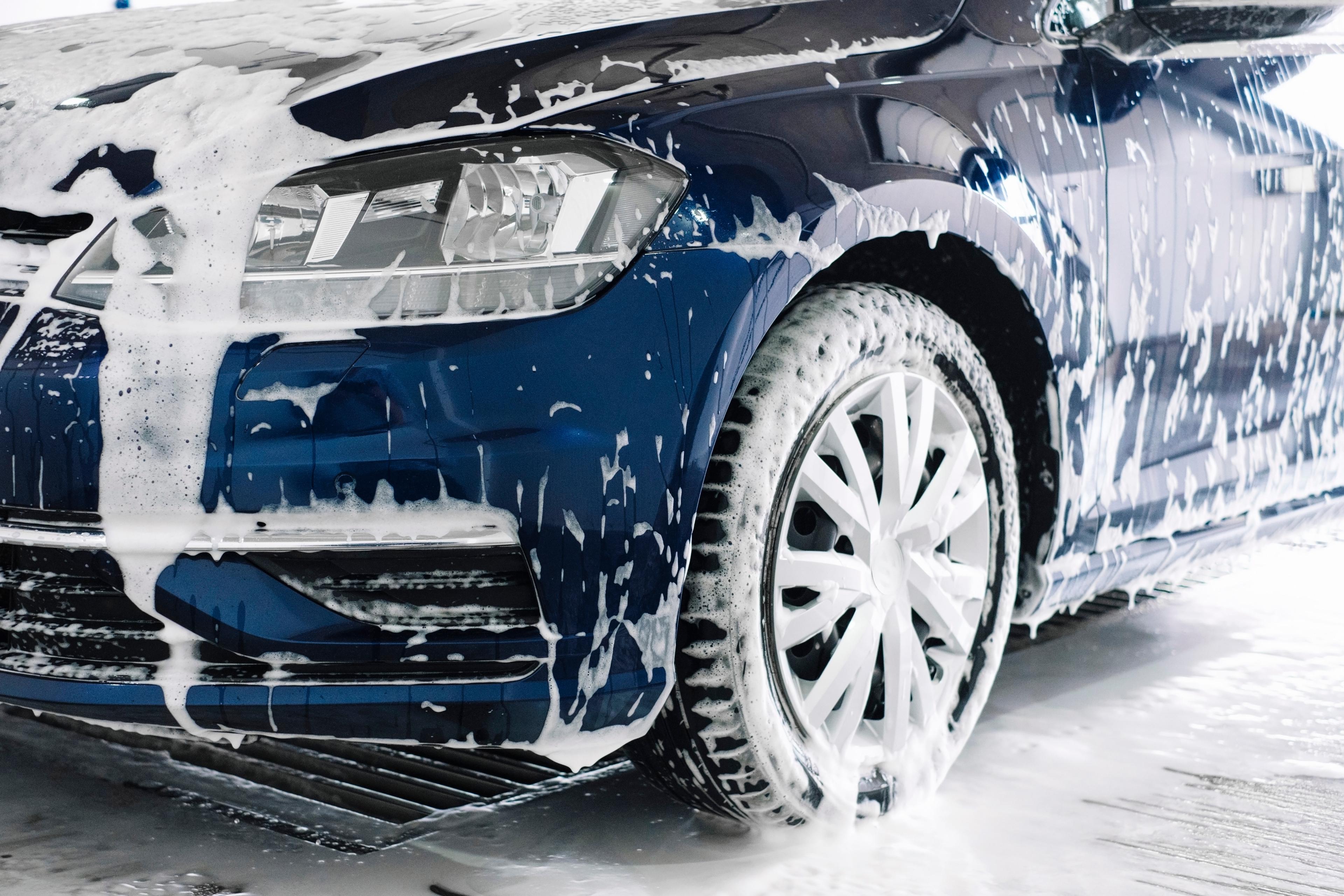 Car covered in soap