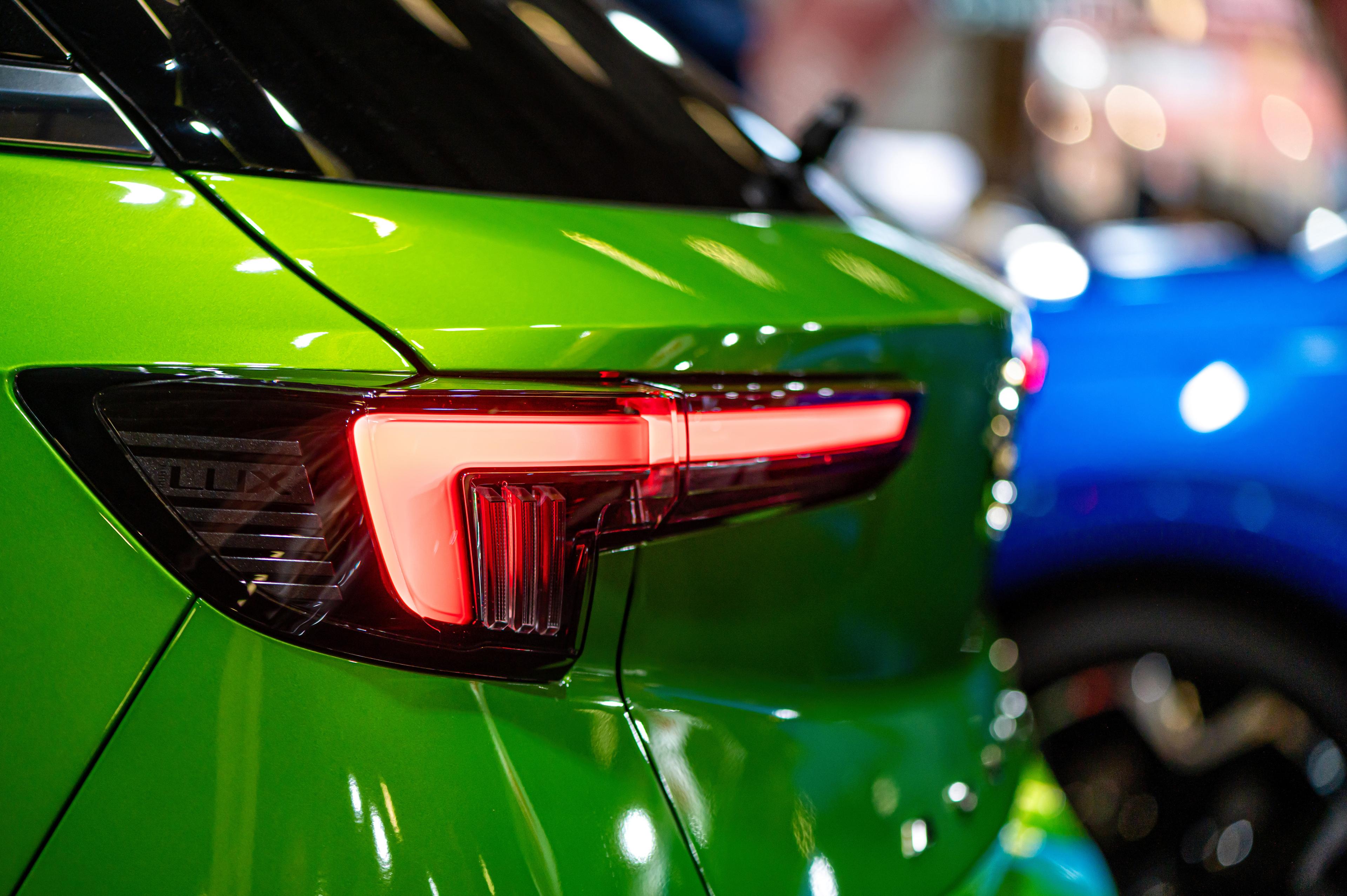 Green car brake light