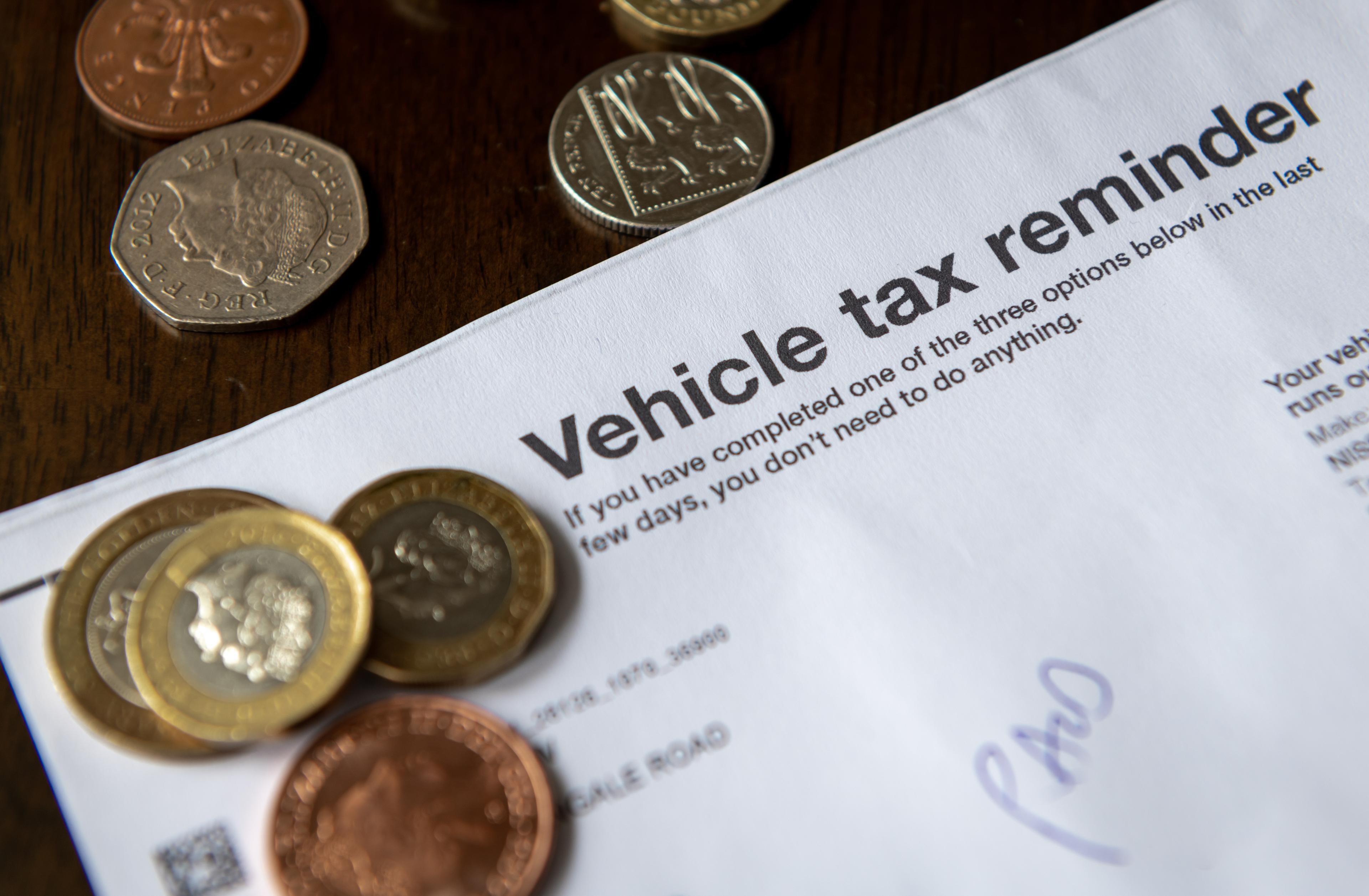 Vehicle tax reminder close up