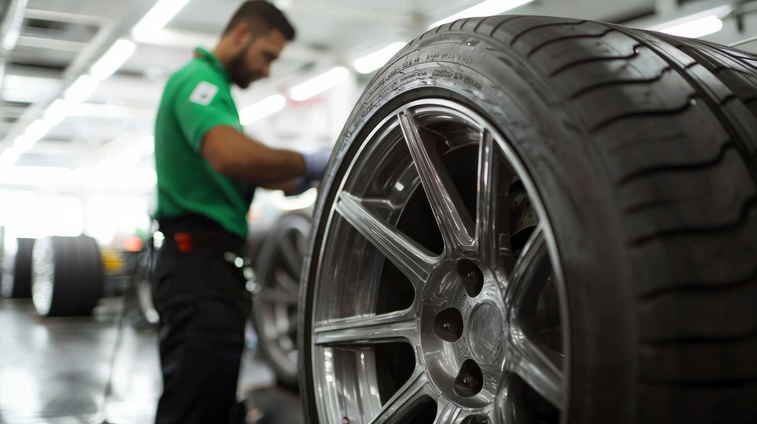 Mechanic refurbishing alloy wheels